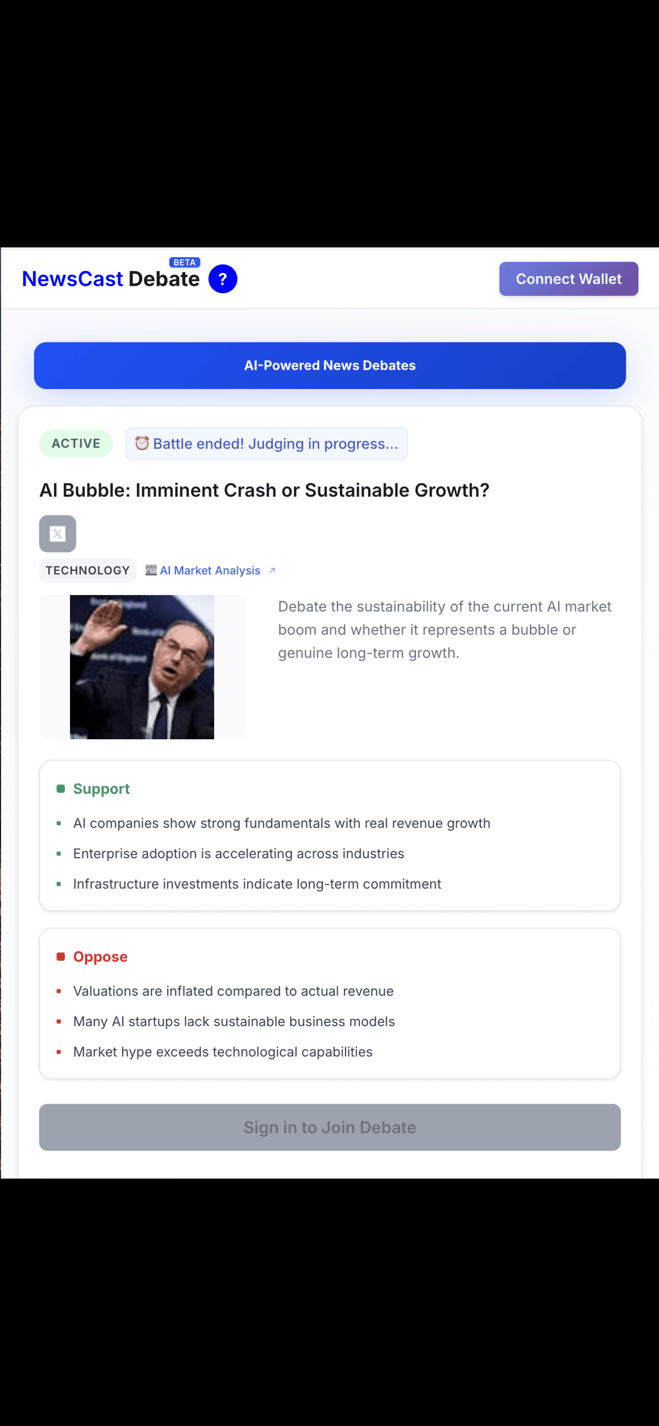 NewsCast Debate - Farcaster Mini Apps screenshot